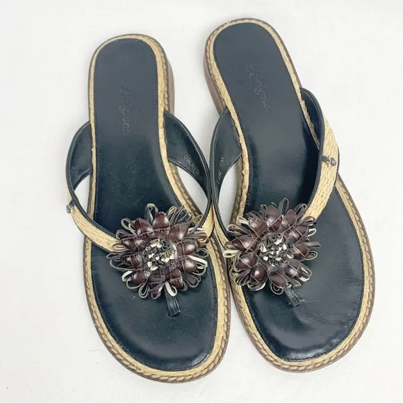 Brighton Shoes Brighton Orchid Thong Sandals Black Brown